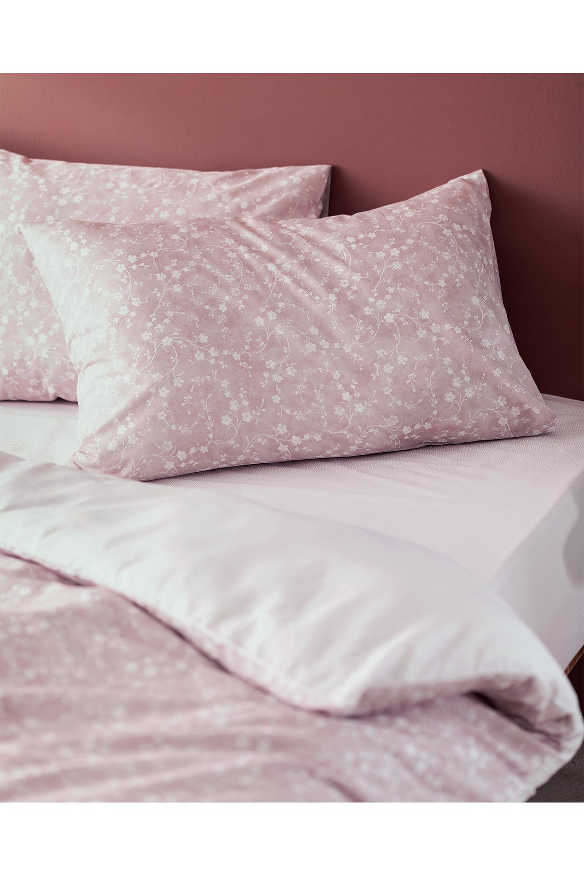 Fiance Tek Kişilik Pamuklu Baskılı Nevresim Takımı - Pudra