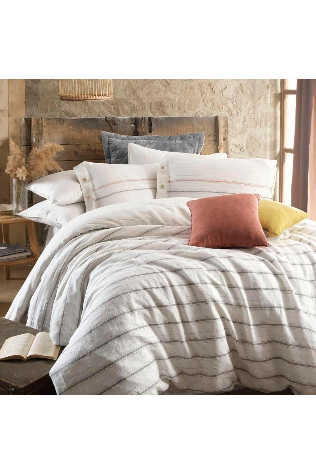 Ares Keten Nevresim Takımı King Size , .Beyaz