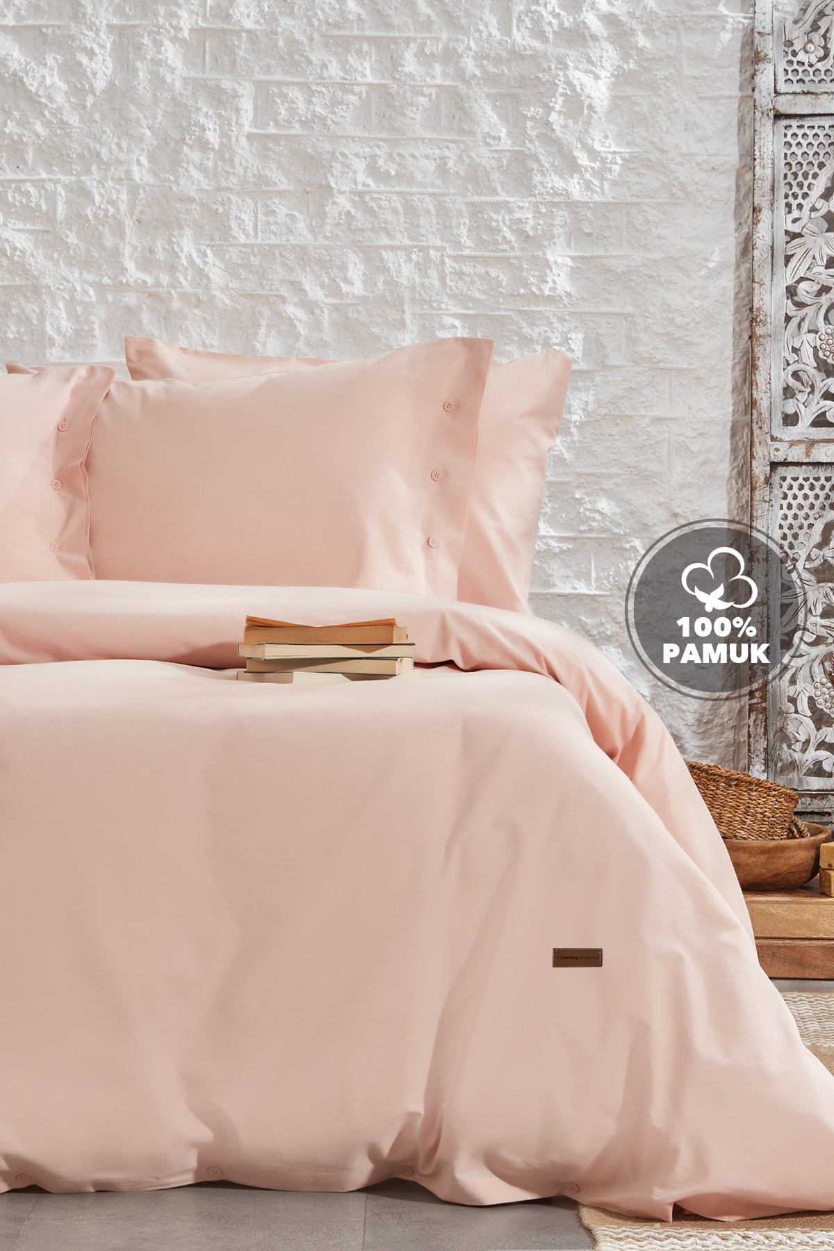Plain Çift Kişilik Ranforce Yıkamalı Nevresim Takımı - Blush