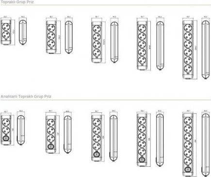 Siyah 2'li 3metre Grup Priz 90133203