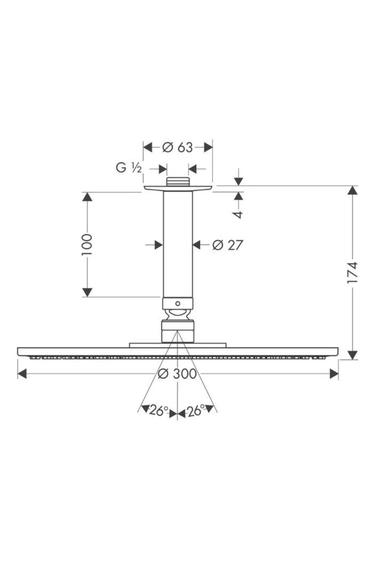 Raindance S 300 Air Plate Tepe Duşu,Krom
