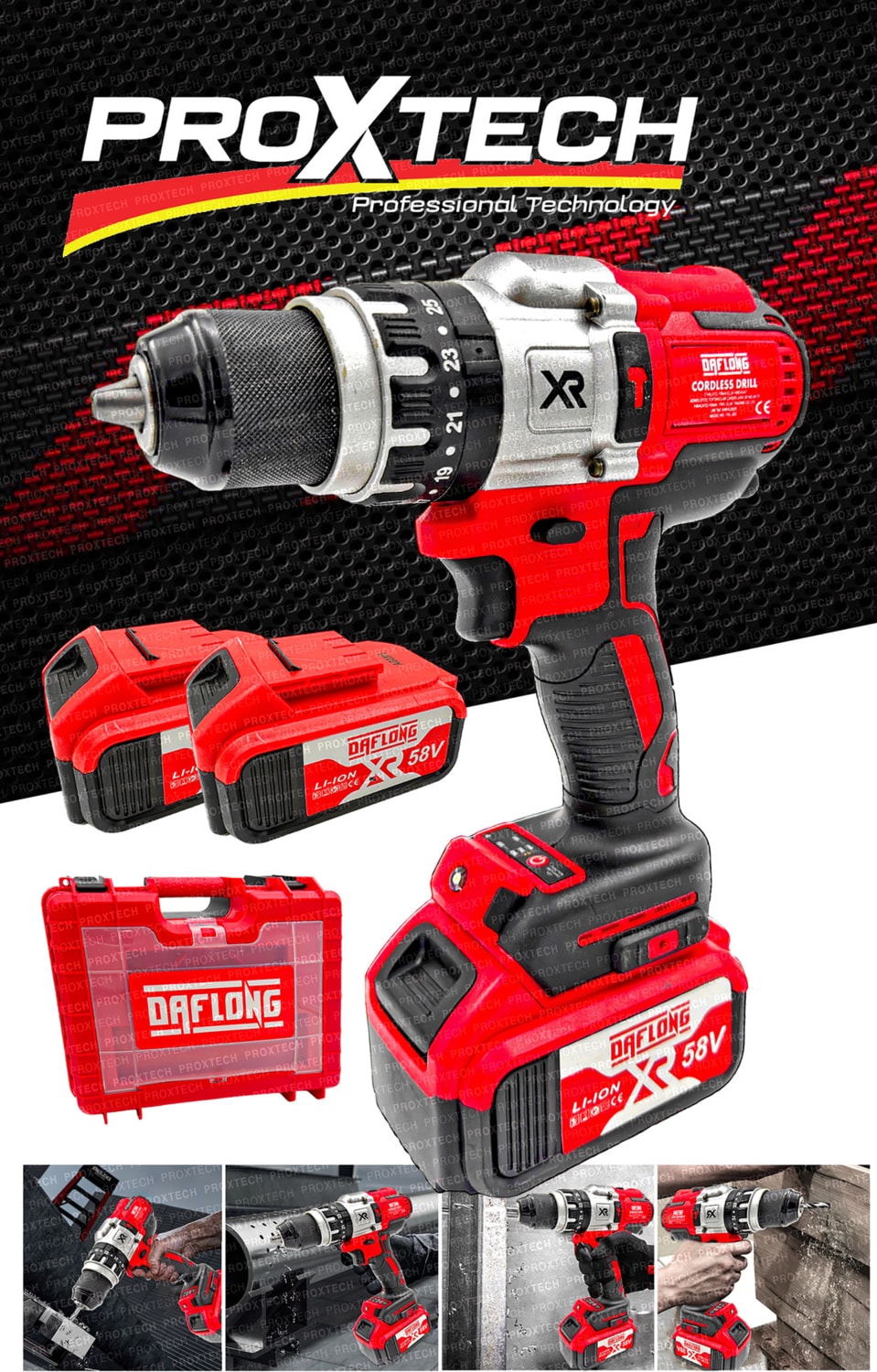 Tekno Trust Premium Ultimate Tork 58V 5AH Darbeli Bakır Sargılı Metal Şanzuman Şarjlı Çift Akülü Vidalama Matkap