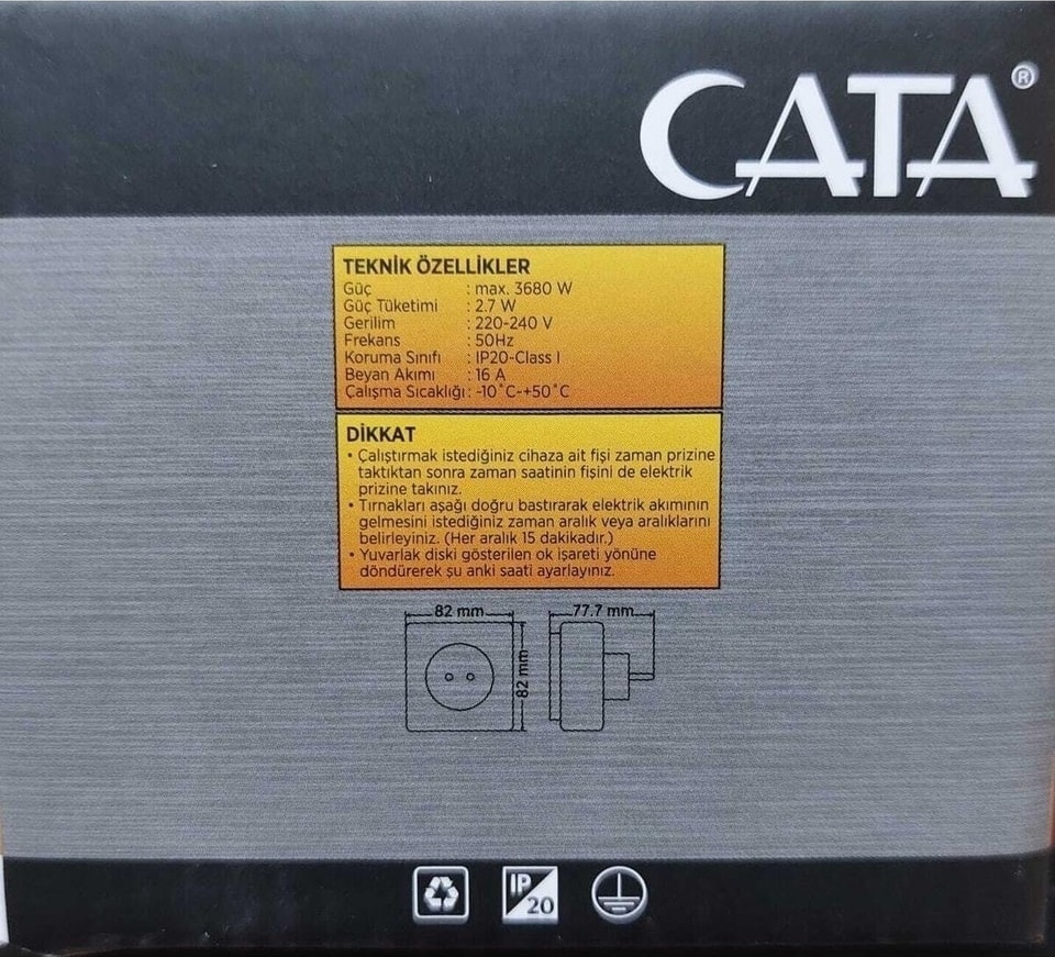 CT-9180 Mekanik Yeni Nesil Minimal Tasarım Zaman Ayarlı Priz