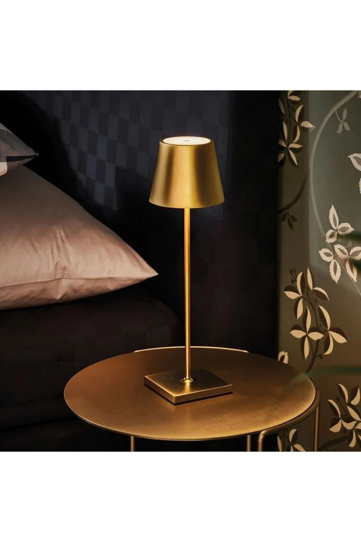 Masa Lambası Gold Renk Tek Anahtarla Dokunmatik 3 Renk Yanma Modlu Dimmerli