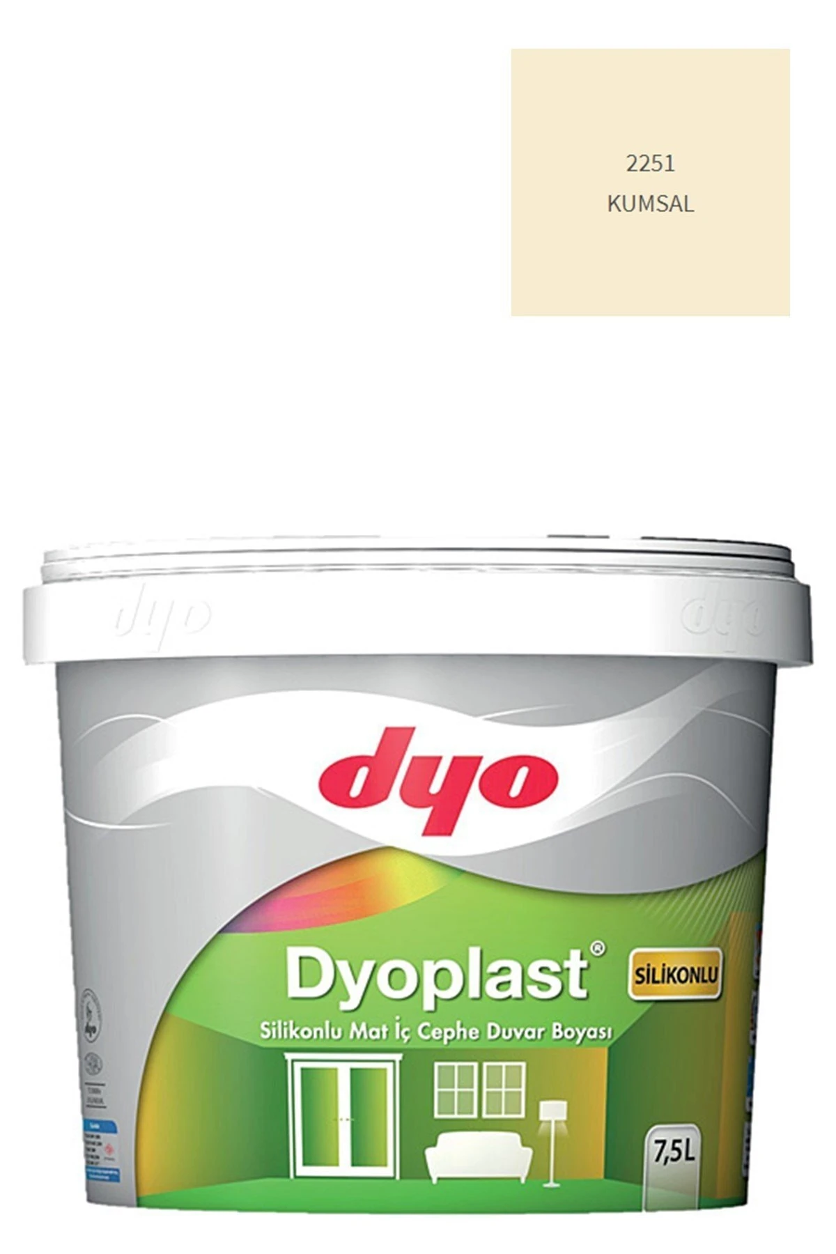 Dyo Plast Silikonlu Mat Iç Cephe Duvar Boyası 2251 Kumsal 7,5 Lt