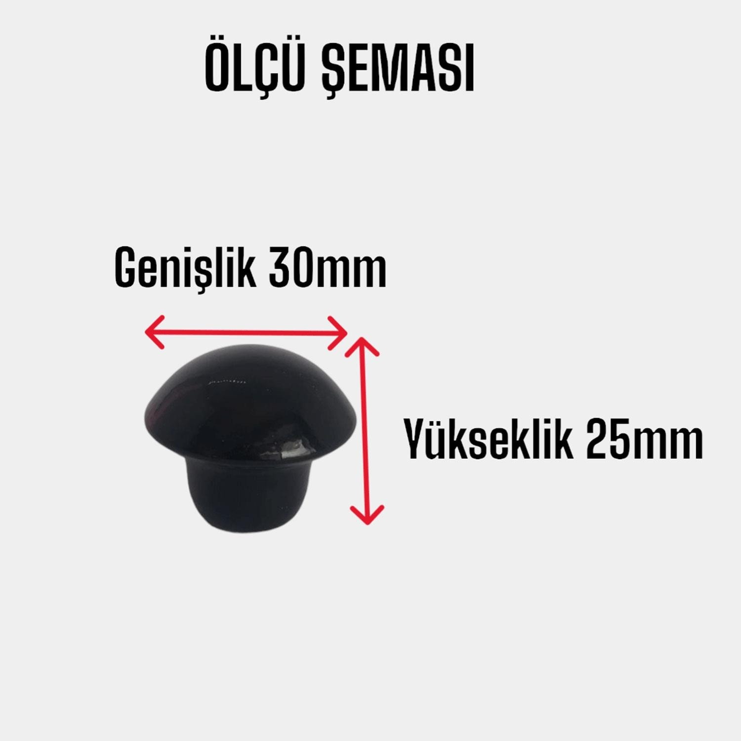 3 Adet Siyah Mantar Düğme Kulp Mobilya Çekmece Dolap Kapak Kulbu Metal Kulp Aksesuarları Vidalı
