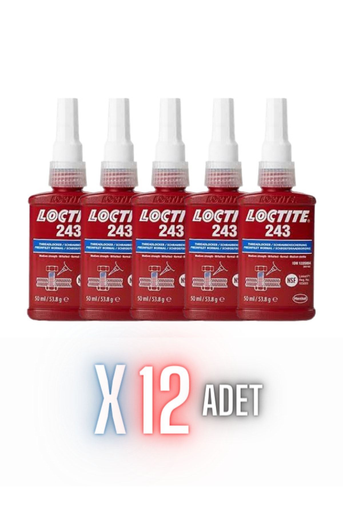 Loctite 243 - 50ml | Vida Gevşemezlik | Orta Mukavemet 12 Adet