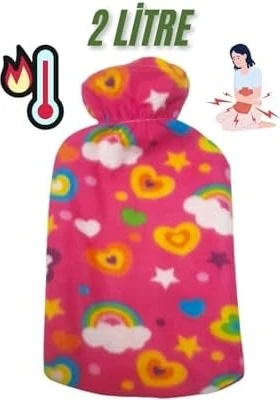 Minufco Polar Kılıflı Termofor 2 Litre Isıtıcı Ped Sıcak Su Torbası Erkek 2 Litre Kırmızı Polarlı Nerox