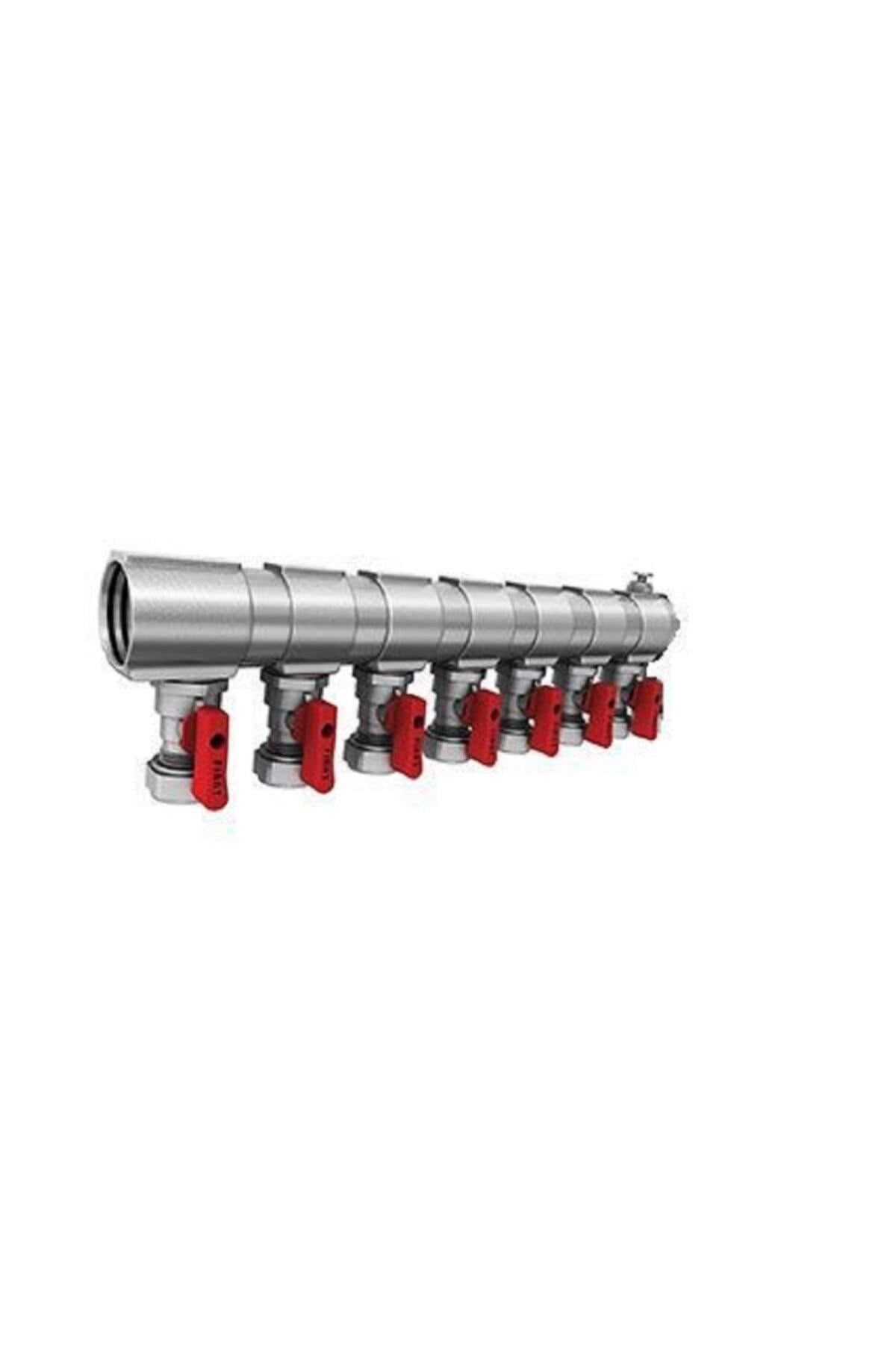 1" 7 Çıkışlı Mini Küresel Vanalı Kırmızı Kollektör