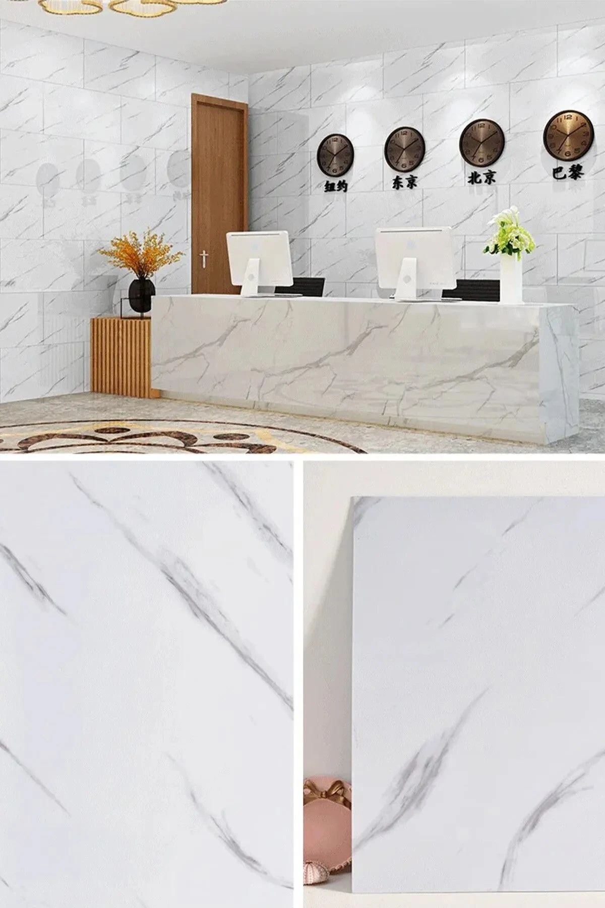 Kendinden Yapışkanlı Mermer Seramik Desenli Köpük PVC Duvar Paneli (30x60 cm 0,18 m²) Banyo Mutfak