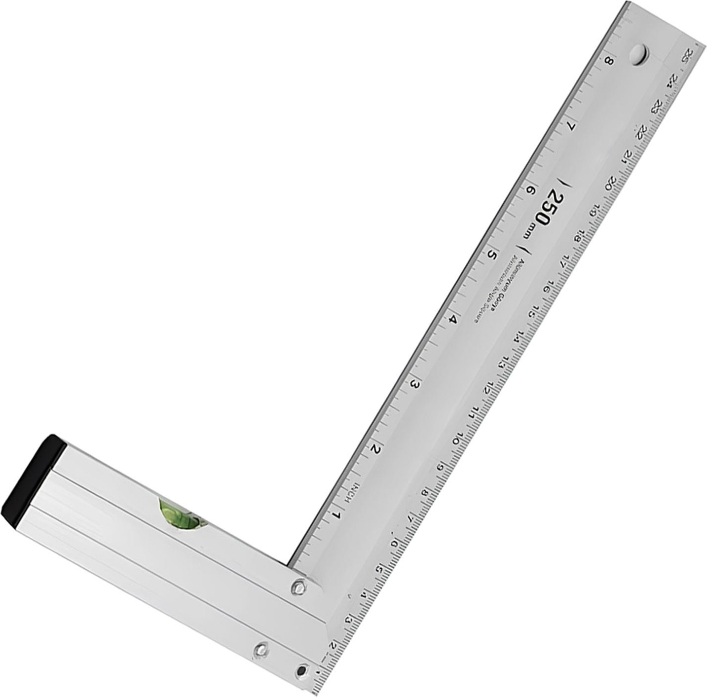 Alüminyum L Gönye Su Terazili Cetvel Kaynak Kaynakçı Marangoz Gönyesi 250 mm