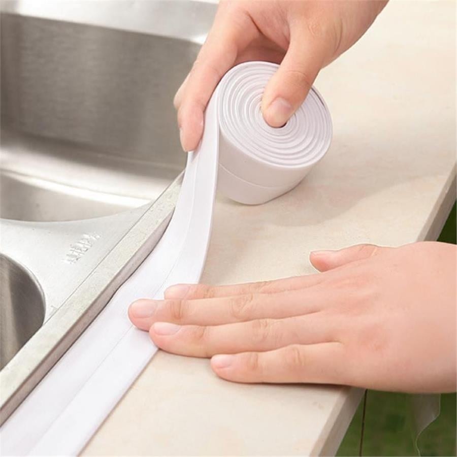 OZKUVVET 3,2 mt Gri Renk Su Sızdırmaz Geçirmez Bant Lavabo Küvet Tezgah Kenar Banyo Mutfak Pencere Yalıtım