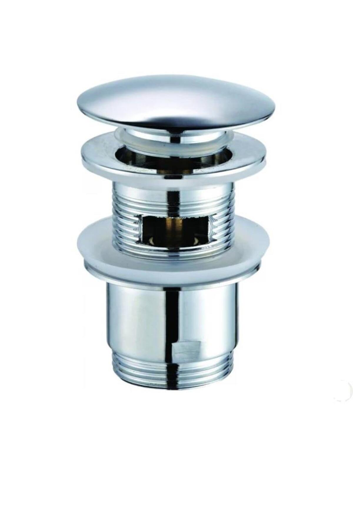 Otomatik Pop-up Sifon Başlığı Taşmalı Krom Lavabo Tapası Basmalı