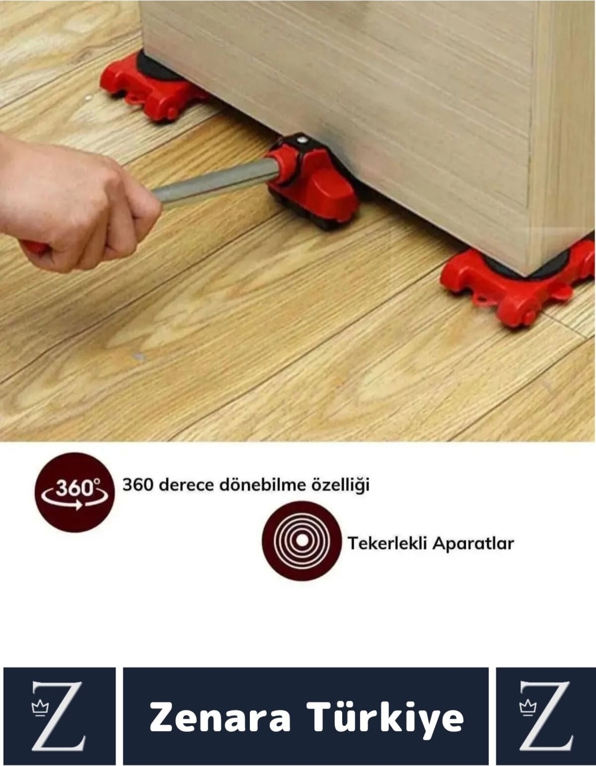 Premium Kompakt Abs Plastik Tekerlekli Beyaz Eşya Mobilya Kaydırma Aleti Aparatı Krikolu Seti
