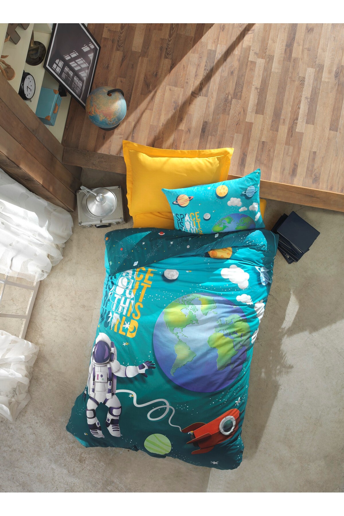 Cottonbox Genç Grup Lıttle Astronaut Turkuaz Nev.tkm.t.k + Fıtted Çarşaf