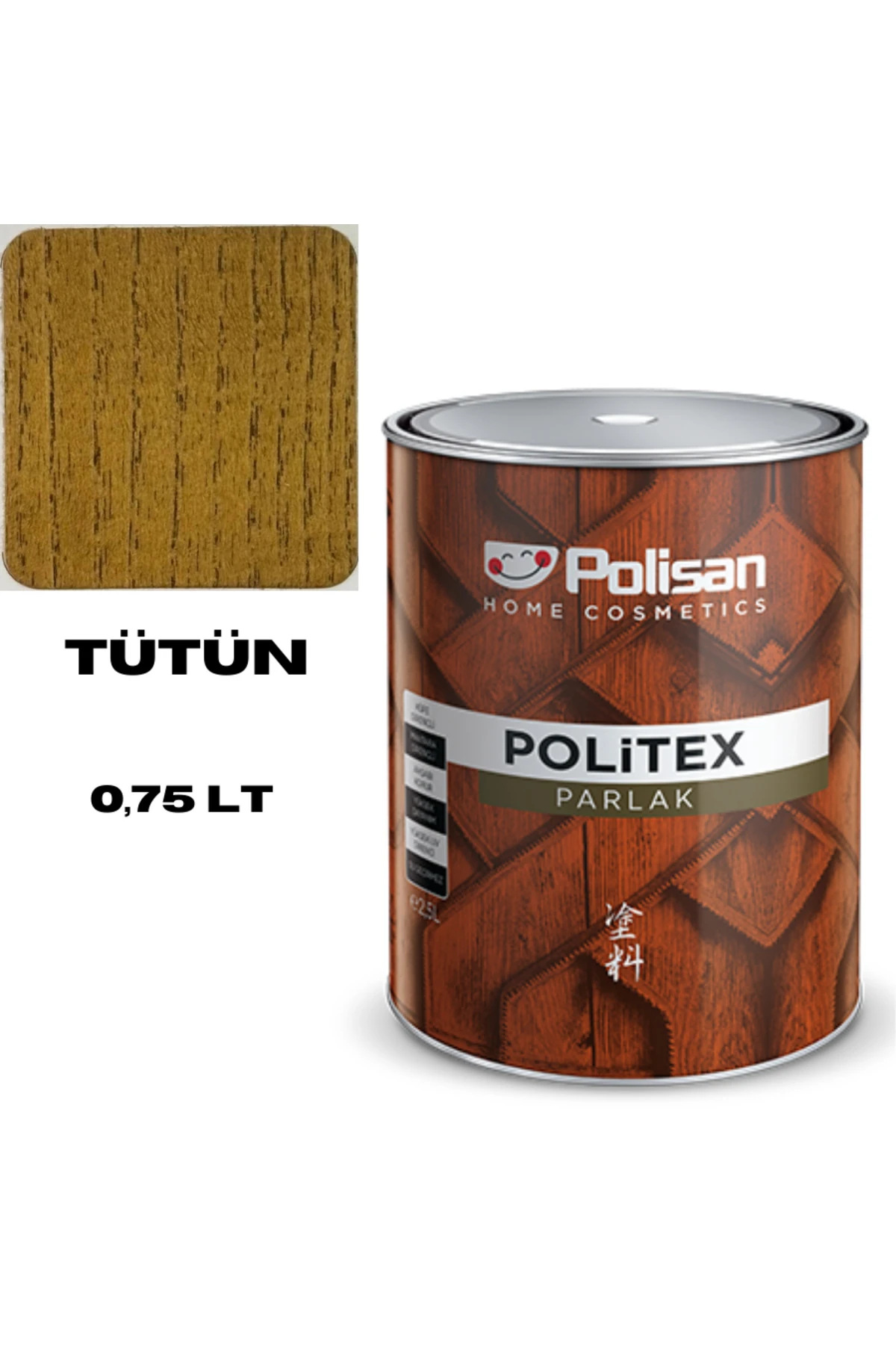POLİTEX PARLAK VERNİK AHŞAP KORUYUCU 0,75 LT "TÜTÜN" RENK