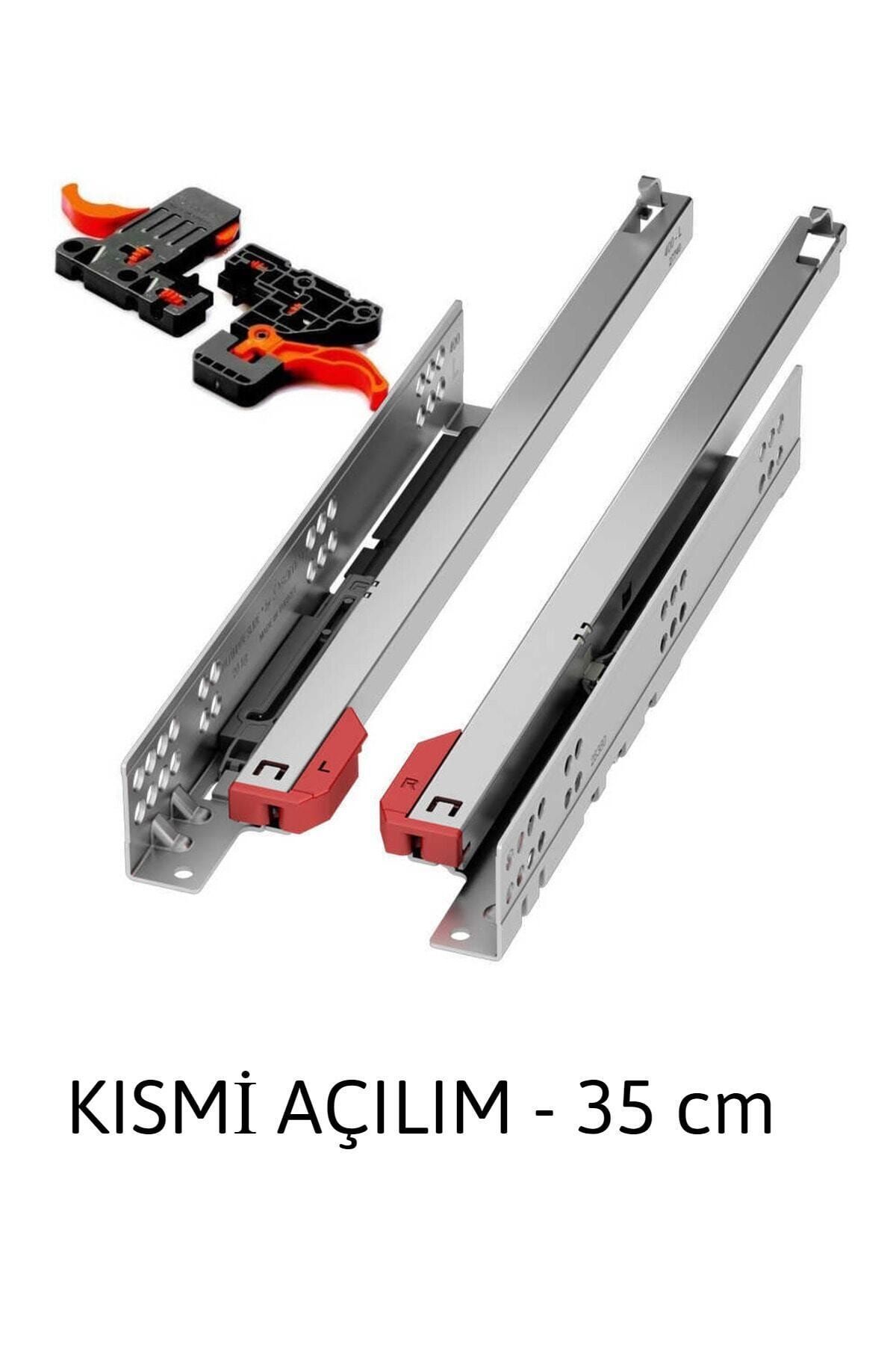 Smart Slide Frenli Kısmi Açılım Çekmece Rayı / Mandallar Dahil (sağ Ve Sol) / 35 Cm