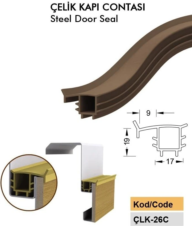 Çelik Kapı Kasa Fitili Çelik Kapı Contası ÇLK-26C Siyah 6 Metre