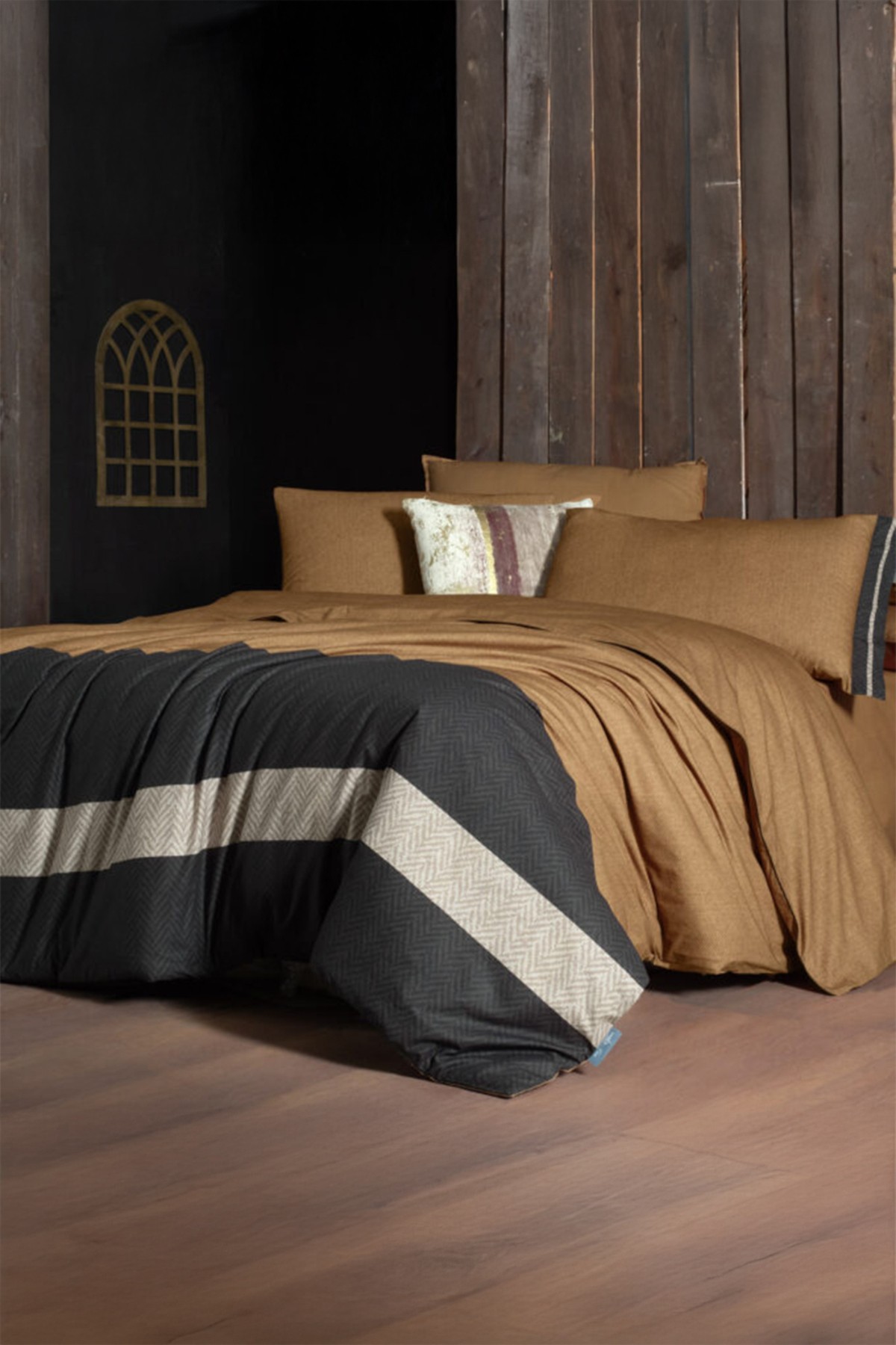 Loamy Taba %100 Pamuk Fancy Poplin Çift Kişilik Nevresim Takımı