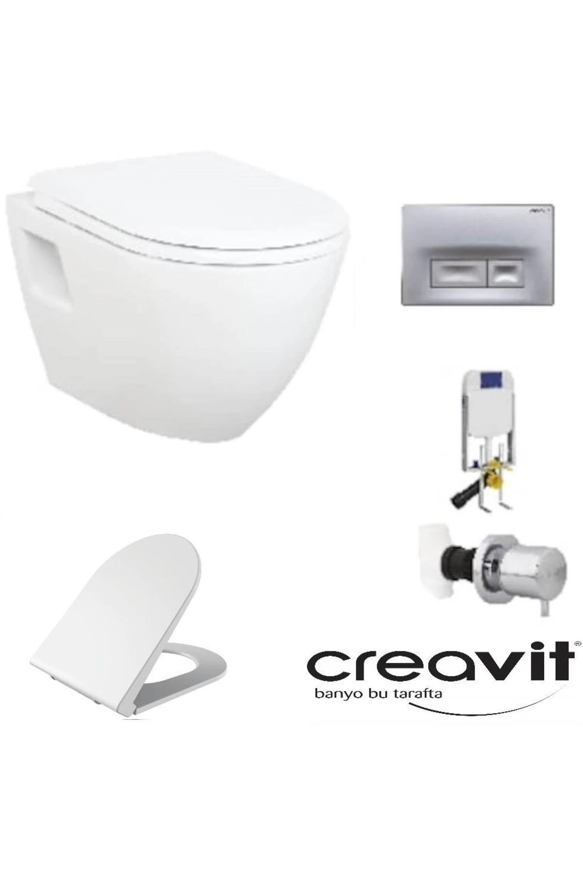 GR5001-Tp325 Gömme Rezervuar Seti 5 Lİ SET YAVAŞ KAPAK - MAT BUTON