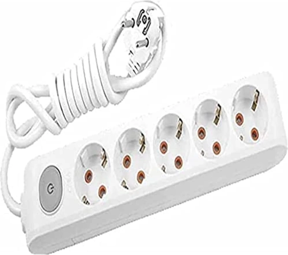 Multi-Let Priz Anahtarlı Topraklı Kablolu Çocuk Korumalı 5 mt