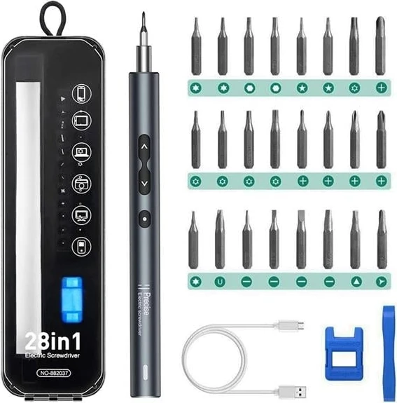NO-882037 28IN1 Mini Şarjlı Tornavida Seti Yüksek Torklu 24 Uçlu Başlıklı