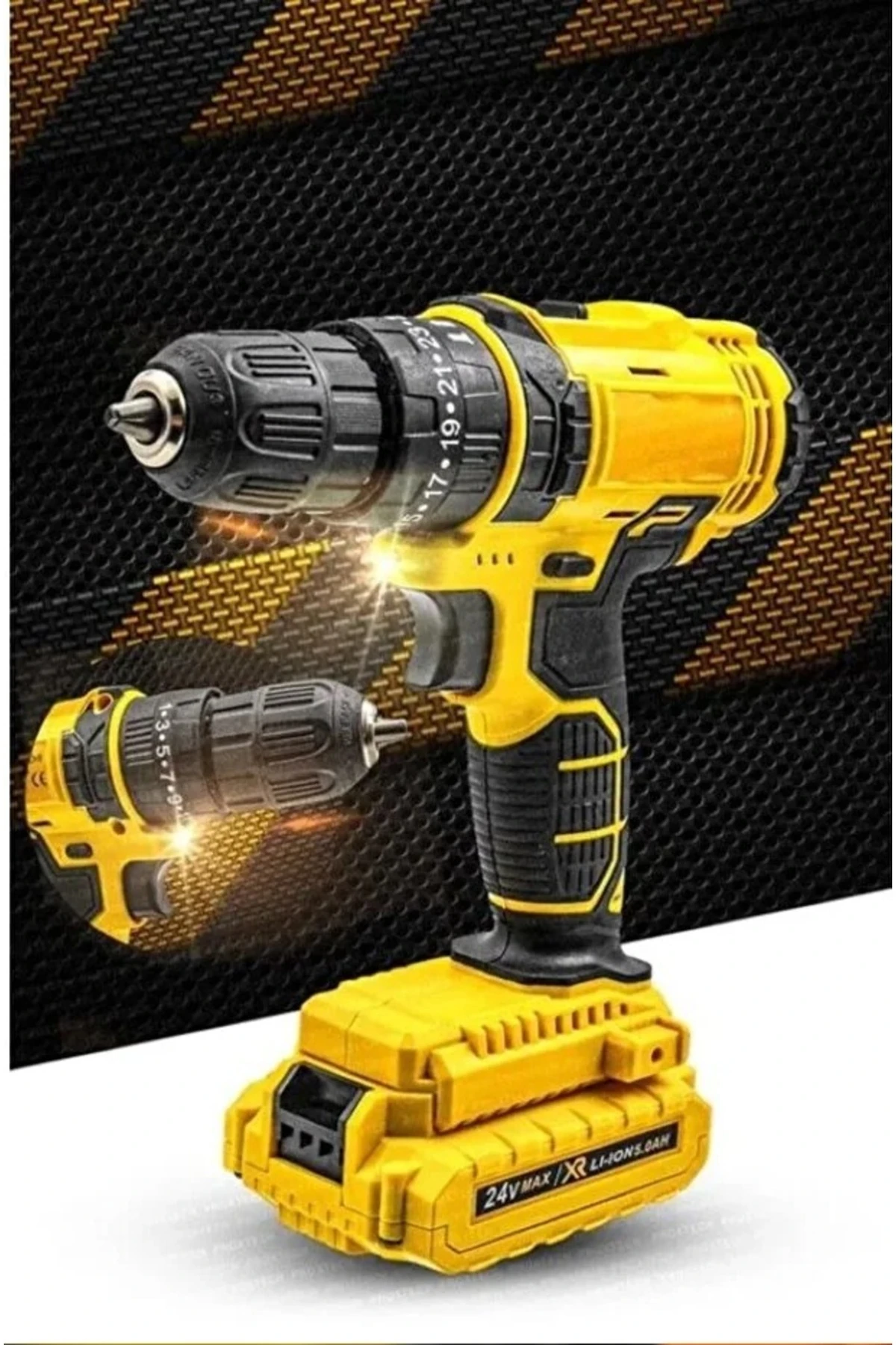 şarjlı darbeli matkap 24 volt çift akülü şansımanlı torklu matkap duvar beton ahşap delme vidalama