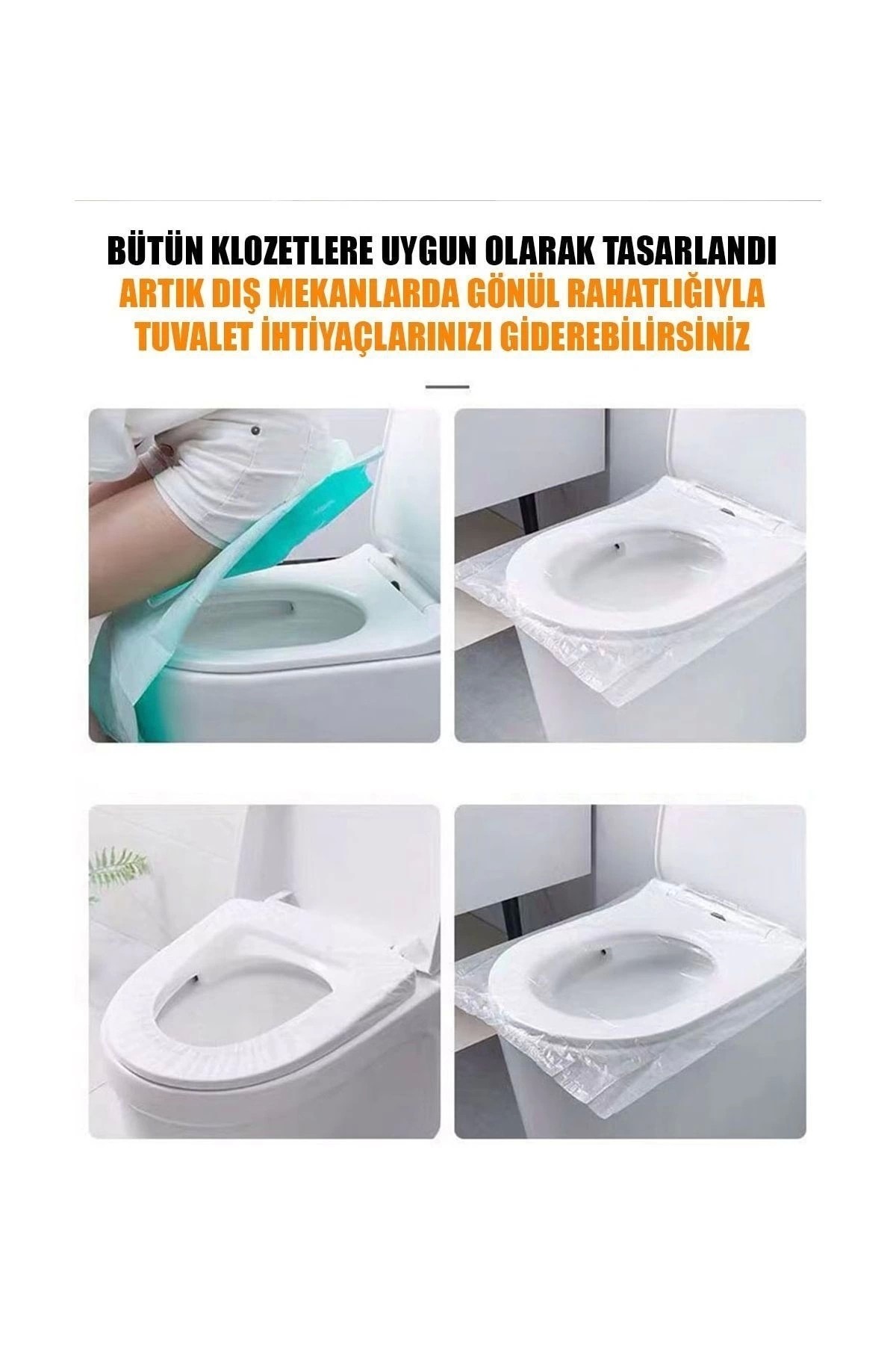 Klozet Kapak Örtüsü Pratik Kullanımlı Hijyenik Klozet Kapağı Poşeti 50 Adet