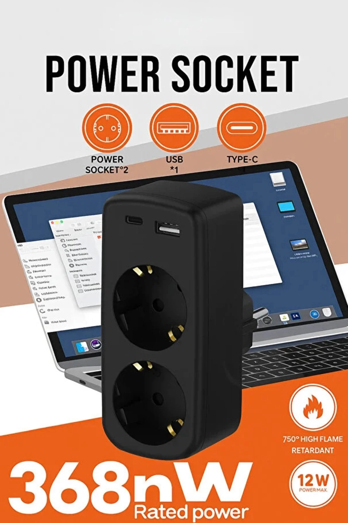 Çoklu Priz Yüksek Gerilim Korumalı 2’li Priz 1xusb 1xtype-c Çıkışlı Grup Priz Çoğaltıcı ( Lisinya )