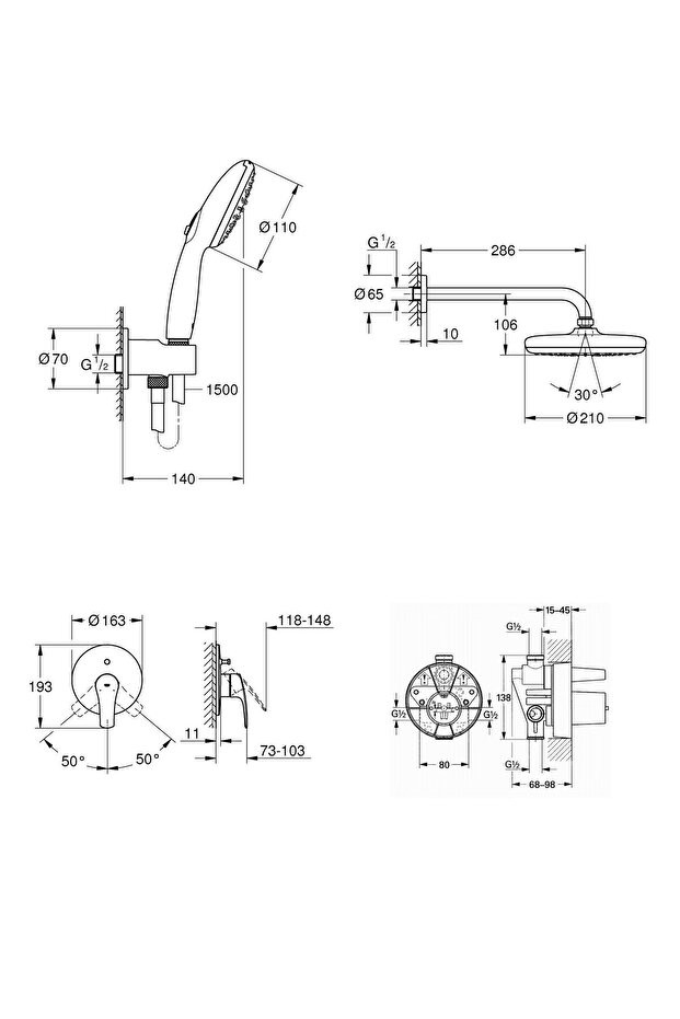 Eurosmart Ankastre Set Mat Siyah - 194502433set