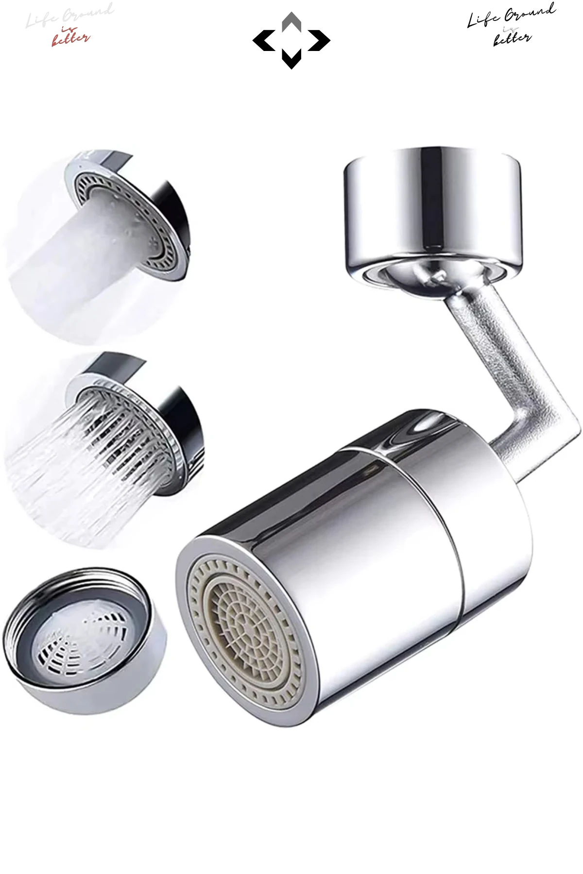 720° Dönebilen Musluk Başlığı Su Tasarruflu Döner Başlık Aparatı Mutfak ve Lavabo Ucu Sprey Başlık