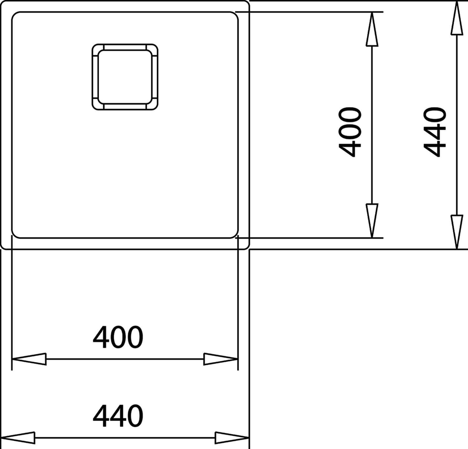 FLEXLINEA RS15 40.40 Ankastre/Tezgaha Sıfır/Tezgahaltı Eviye Paslanmaz Çelik 40 cm 115000014