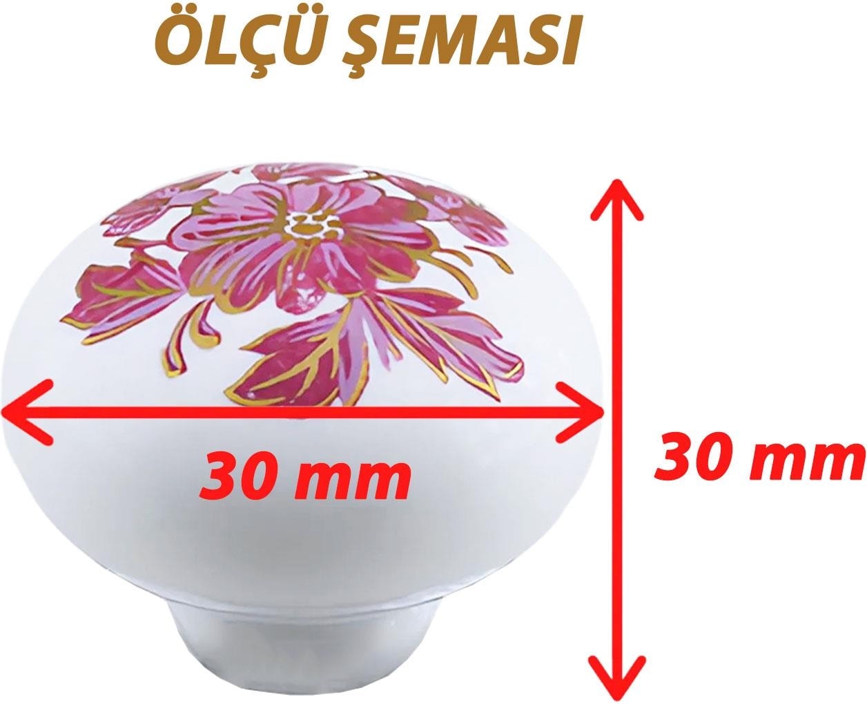 Pembe Beyaz Ortanca Çiçek Desenli Polimer Düğme Kulp Mantar Mobilya Mutfak Dolabı Çekmece Kulbu Kulpları