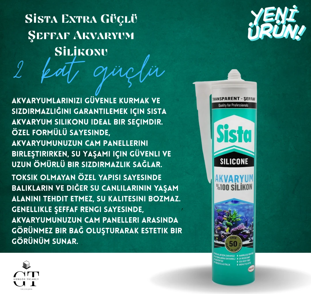 SİSTA Extra Güçlü Akvaryum Silikonu Şeffaf 280 ml