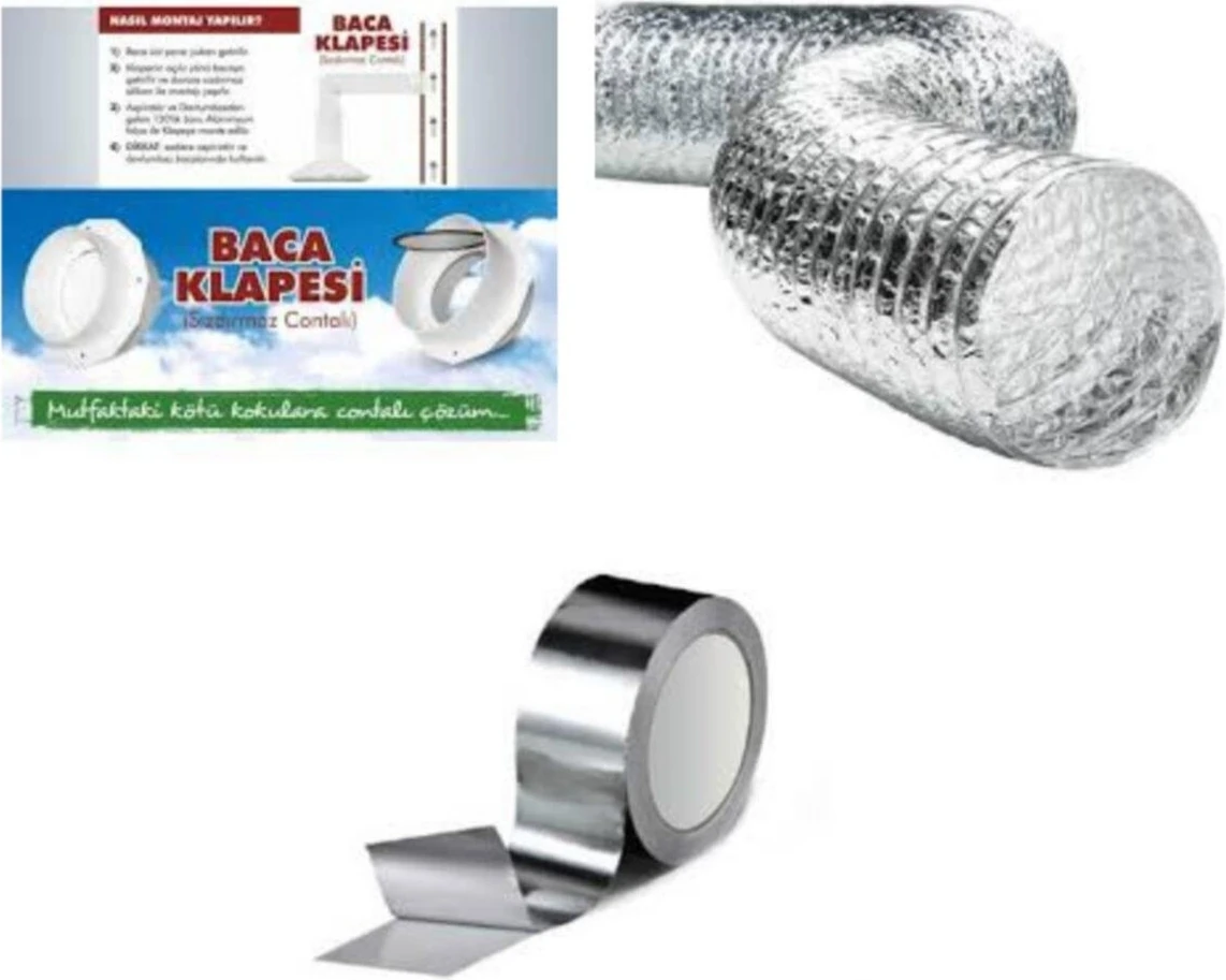 Baca Klapesi Sızdırmaz Contalı + Folyo Bant + Aspiratör Borusu 2 mt