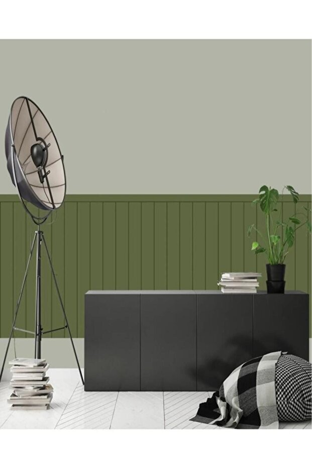 70cmx100cm 1 Adet Rustik Model Haki Yapışkanlı Vinil Duvar Kağıdı Çıta Lambiri Panel Desenli