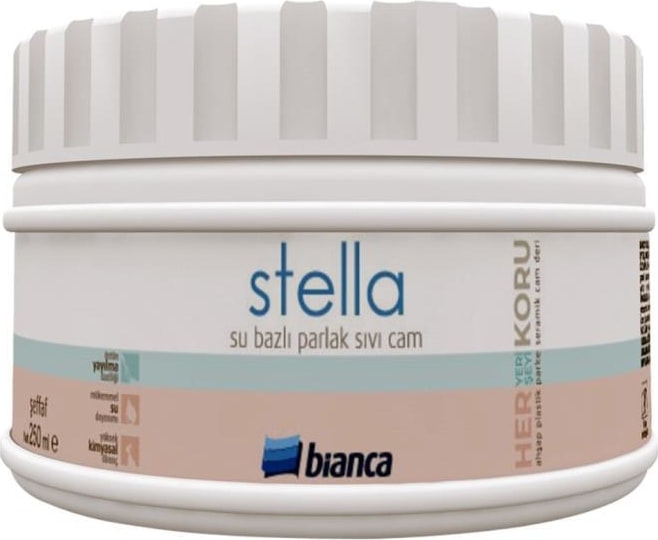 BİANCA  Stella Mavi Su Bazlı İç Cephe Boyası 250 ml Parlak Yüzey Dayanıklı Kolay Temizlik