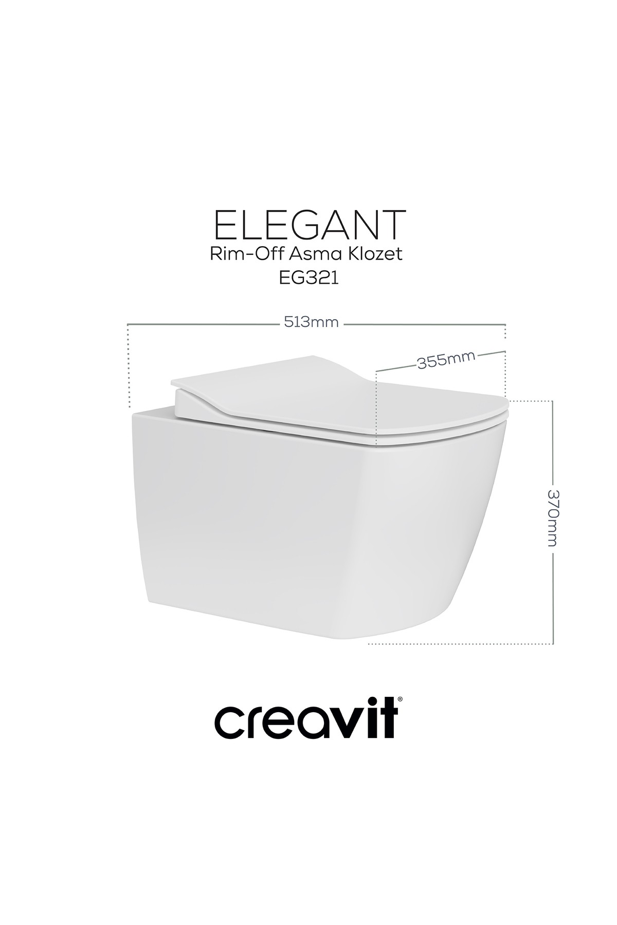 Elegant Rim-Off Asma Klozet ve Duroplast Yavaş Kapanan Klozet Kapağı