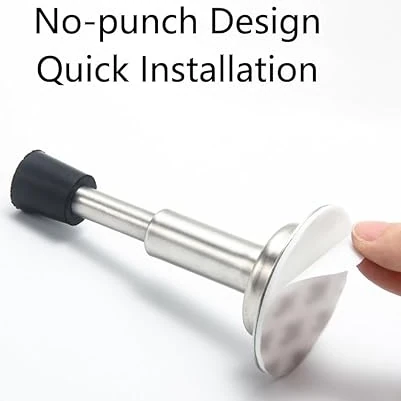 2 Adet Yapışkan Kapı Stoperi, Kapı Altı Için Paslanmaz Çelik Kapı Stoperi, Hidrolik Şok Emici Teknoloji, Kauçuk Tampon Uçlu Kapı Stoperi, 4 Inç Yükseklik, Gümüş Gümüş