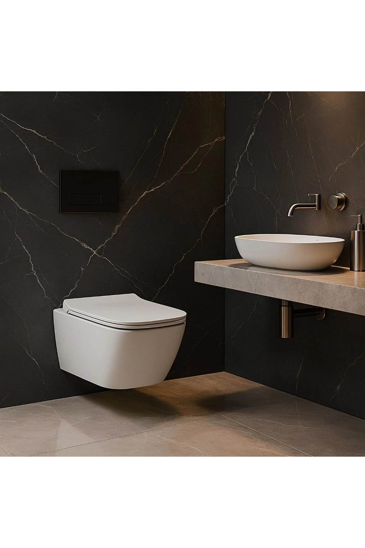 Luna Beyaz Kanalsız Asma Klozet LN5610, Nkp Lento Duroplast Yavaş Kapak