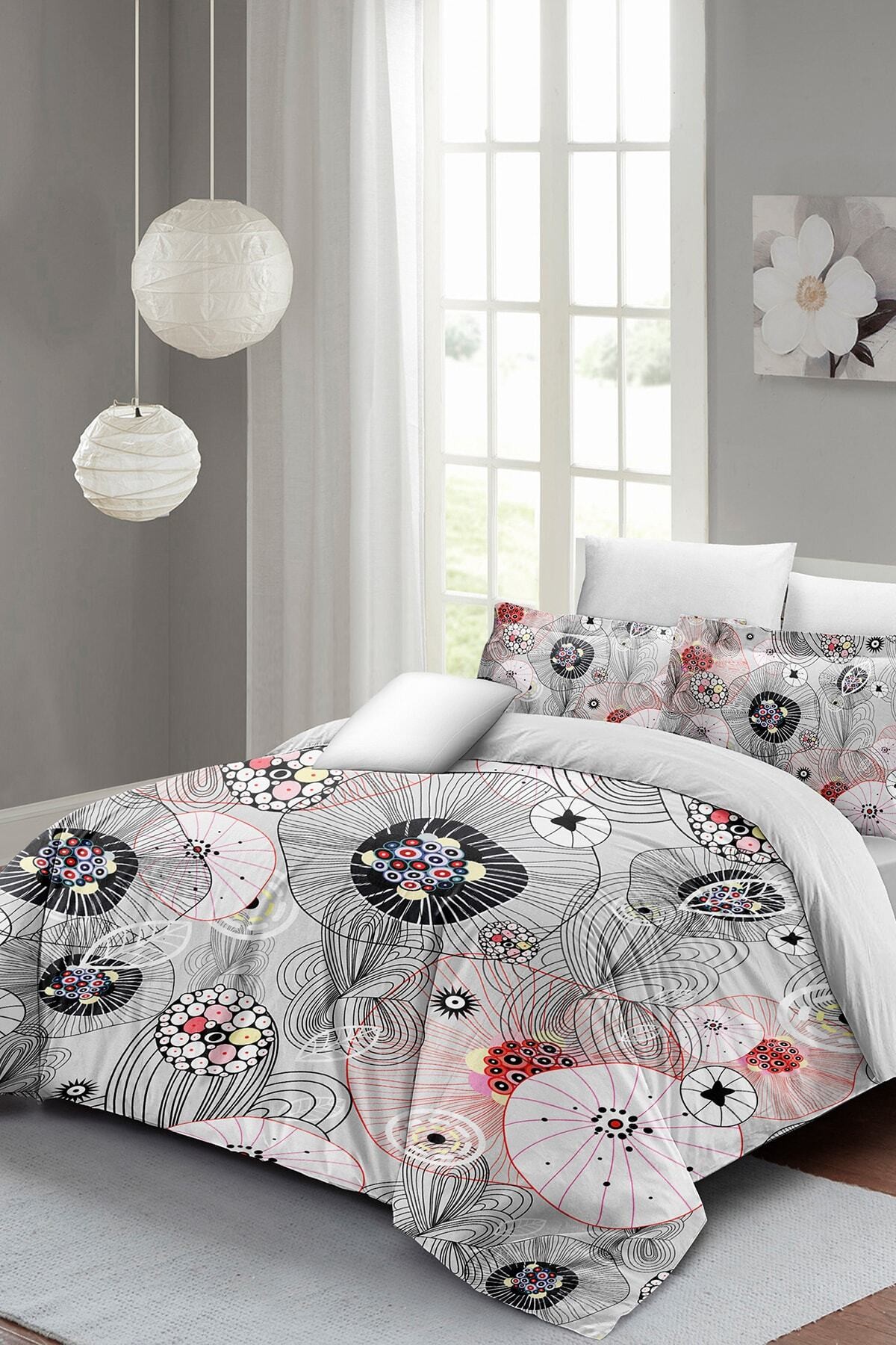 Kıng Sıze Grey Energy Luxury Çift Kişilik Pamuk Saten Nevresim Takımı 220x240cm