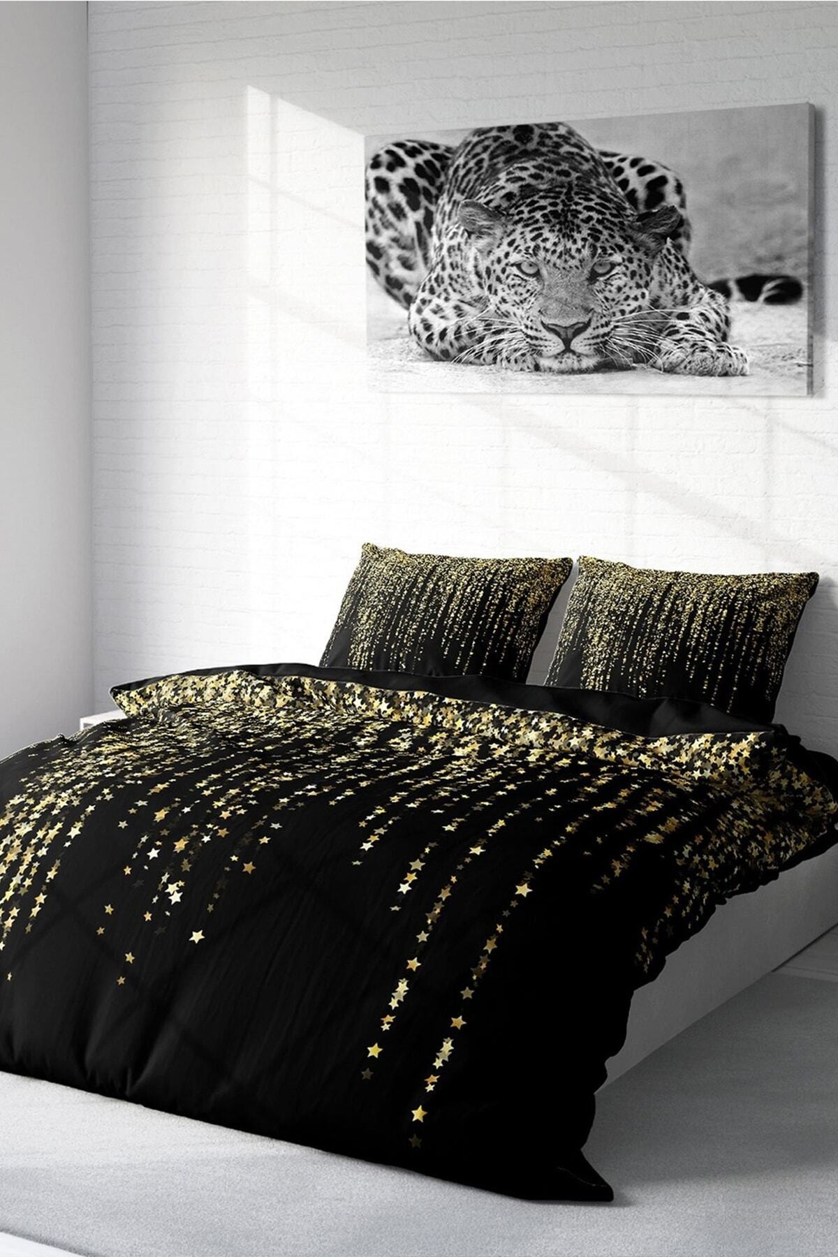 Kıng Sıze Çift Kişilik Nevresim Takımı Pamuk Saten 3d Özel Tasarım Yıldızlı Gece 220x240cm