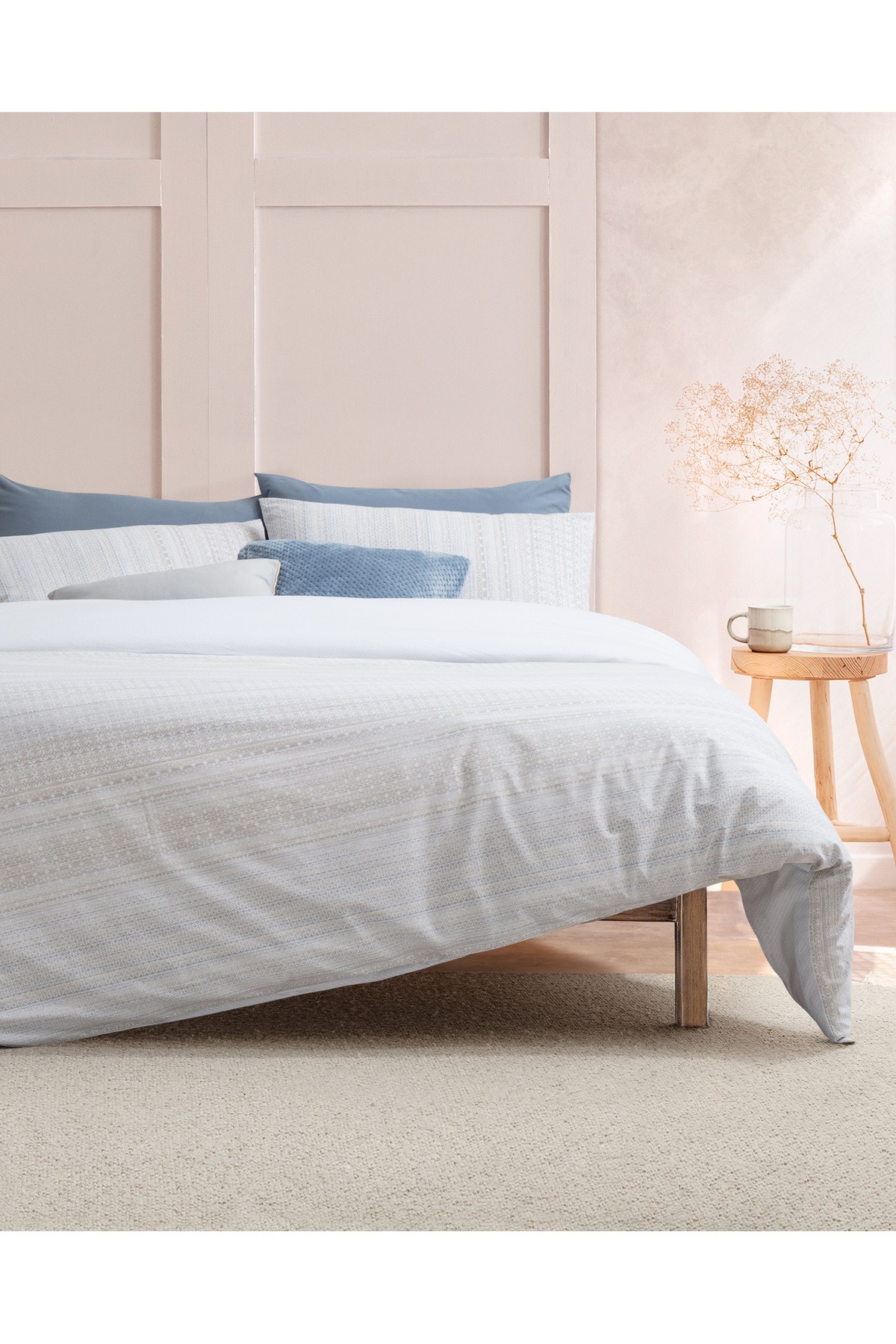 Niort King Size %100 Pamuk Ranforce Baskılı Nevresim Takımı - Bej