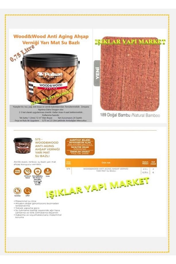 Wood&w-antiaging-ahşap Verniği-yarı Mat-su Bazlı-0,75litre (0,850KG.)