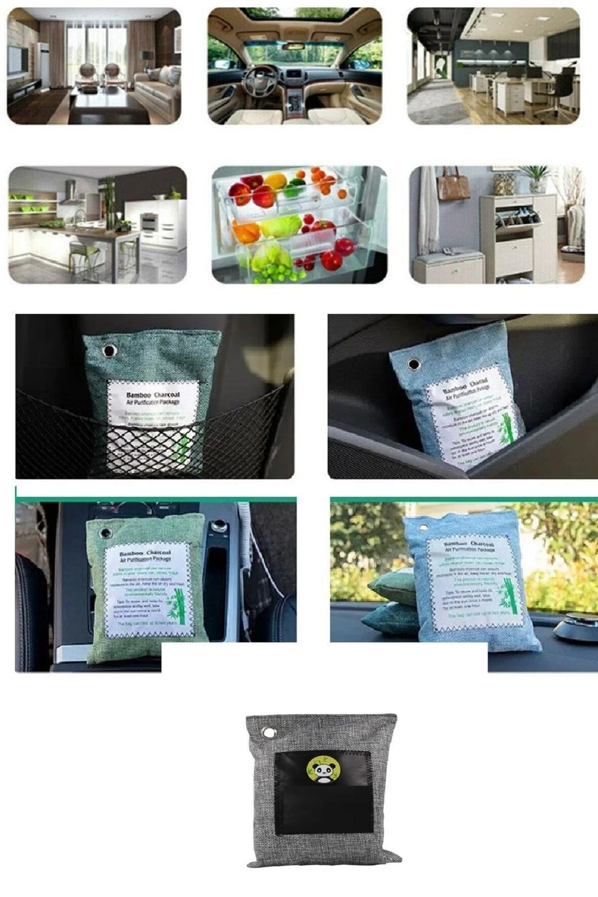 Hava Temizleme Torbası relatos 200g  Dolap- Banyo- Evcil Koku Giderici- Bambu Kömür Koku Emici