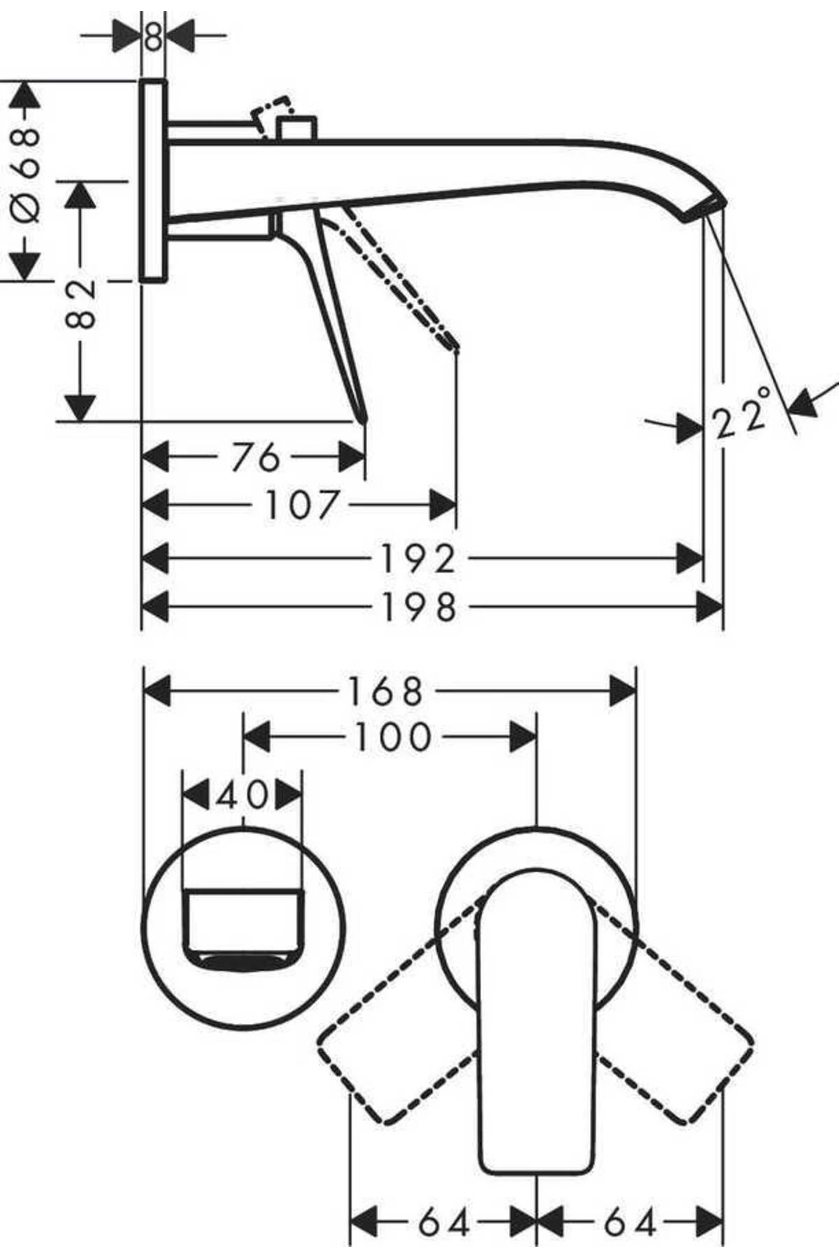Vivenis Tek Kollu Lavabo Bataryası Ankastre Duvara Monte 19,2 cm gaga ile - 75050000