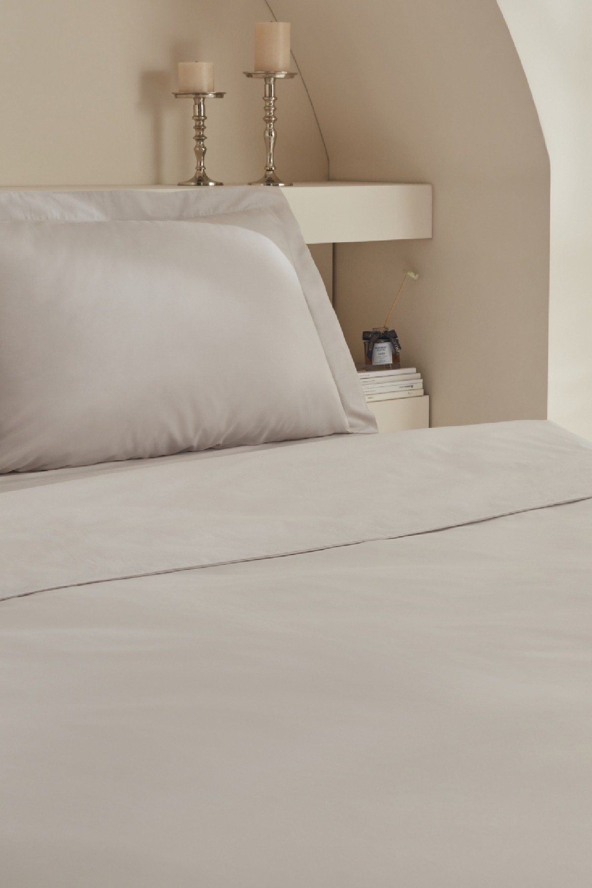 White Collection Ina Çift Kişilik Percale Nevresim Takımı Açık Gri