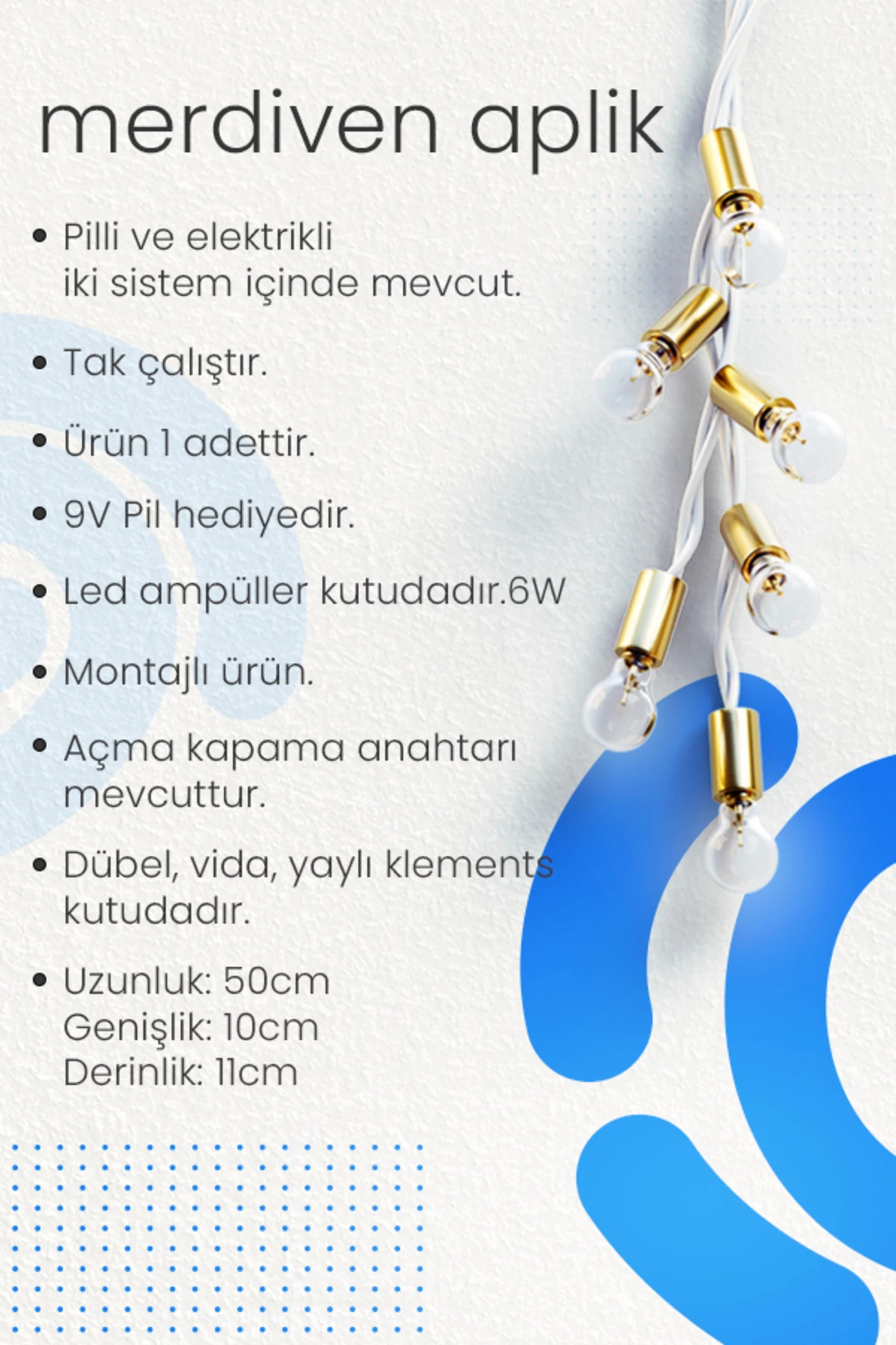 Merdiven Aplik Eskitme, Pilli Aplik, Anahtarlı, Pilli Elektrikli Ledli Duvar Aplik, Gece Lambası