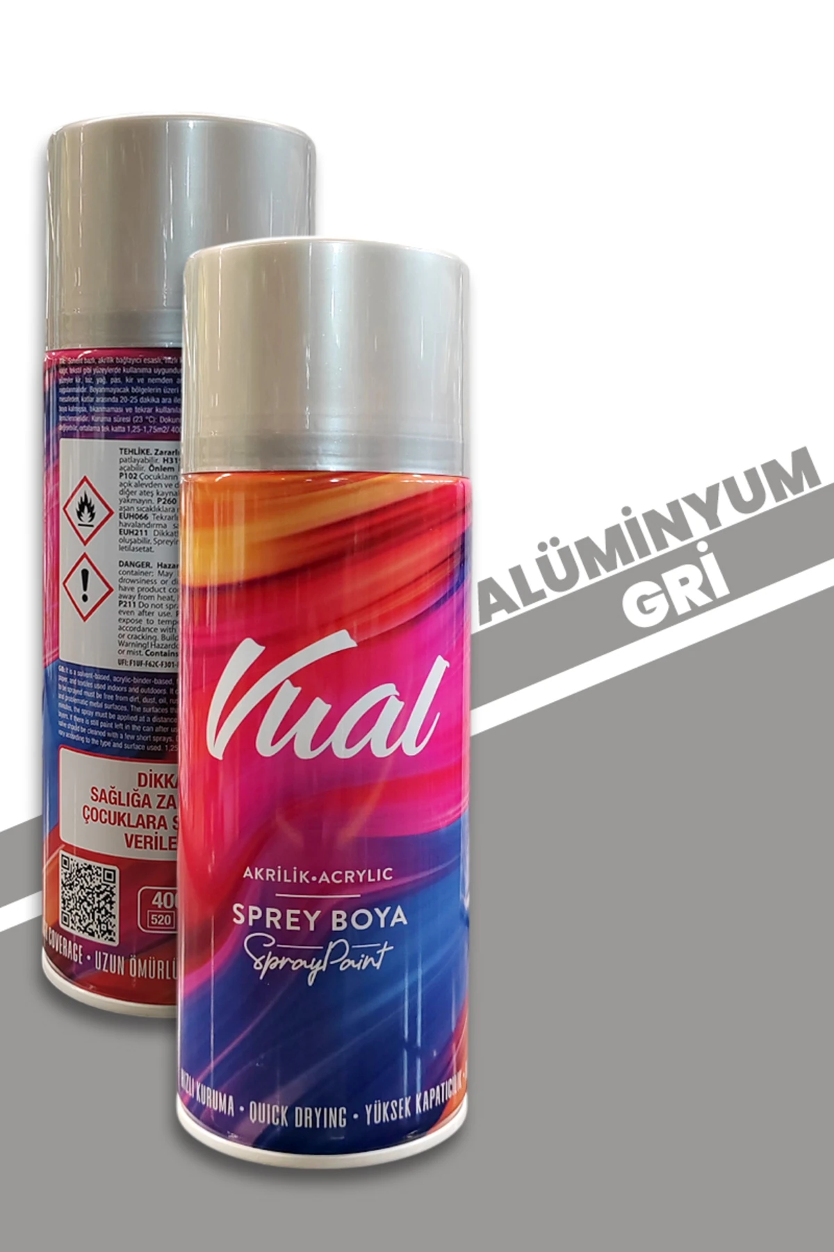 Vual Akrilik Parlak Alüminyum Gri Sprey 400 ml - RAL 9006