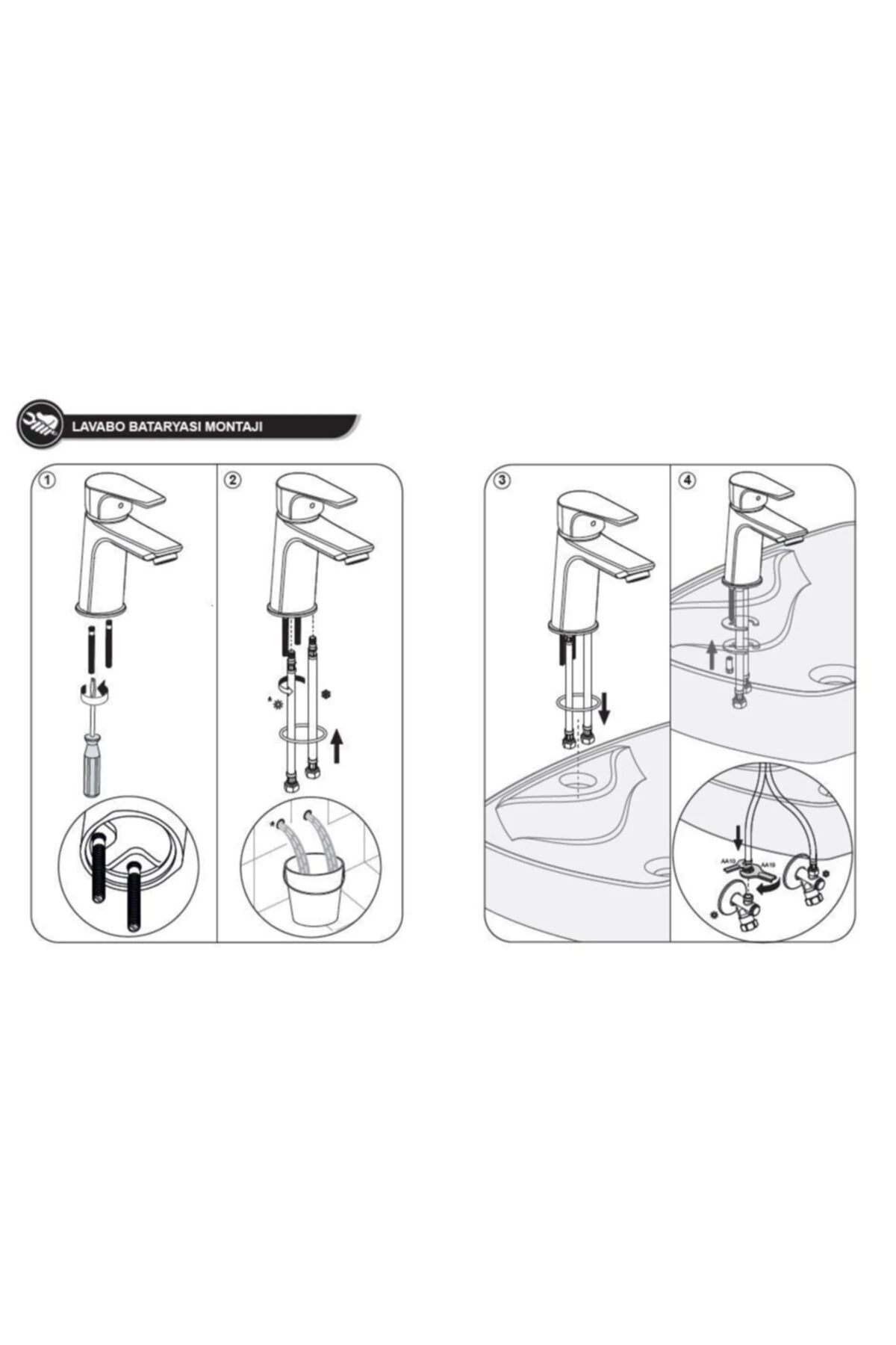 Niobe Kuğu Boru Lavabo Batarya 054+2 Filtreli Ara Musluk
